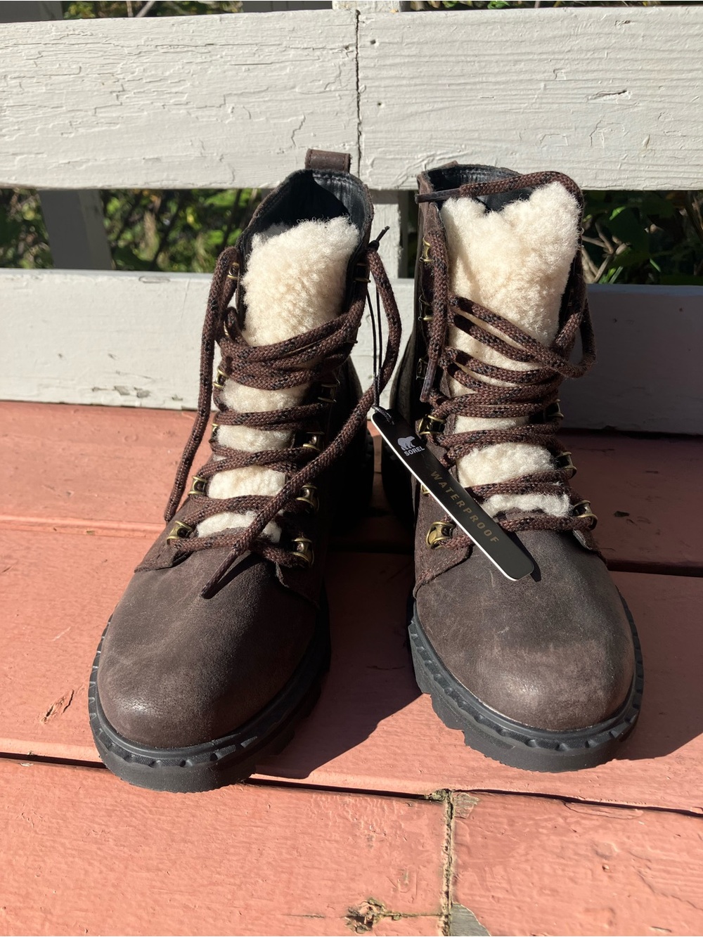 Sorel Lennox Leather Boots Sz 6 Shearling Fur Lined Waterproof Winter Snow Warm